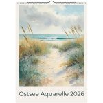 Ostsee Wandkalender 2026 – Aquarell Kunst & maritime Motive (DIN A3)