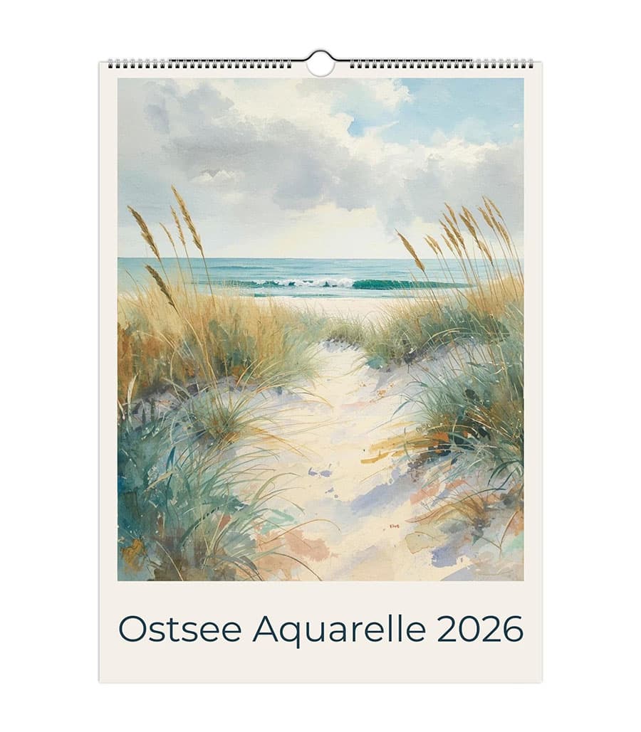 001-produktbild-kalender-2026 Ostsee Wandkalender 2026 – Aquarell Kunst & maritime Motive (DIN A3) – Bild 1