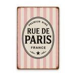 Rue de Paris rosa Blechschild
