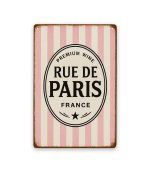 Rue de Paris rosa Blechschild