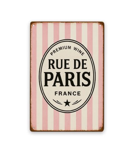 Rue de Paris rosa Blechschild