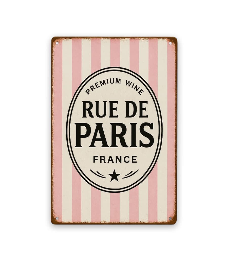 001-produktbilder-rue-de-paris-rose Rue de Paris rosa Blechschild – Bild 1
